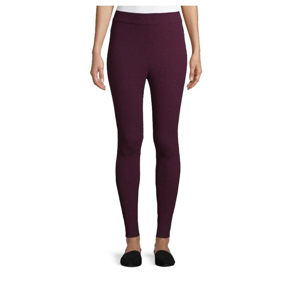Time and Tru Womens Ribbed Jeggings XS 0-2 New with Tags Wine High Rise Nice